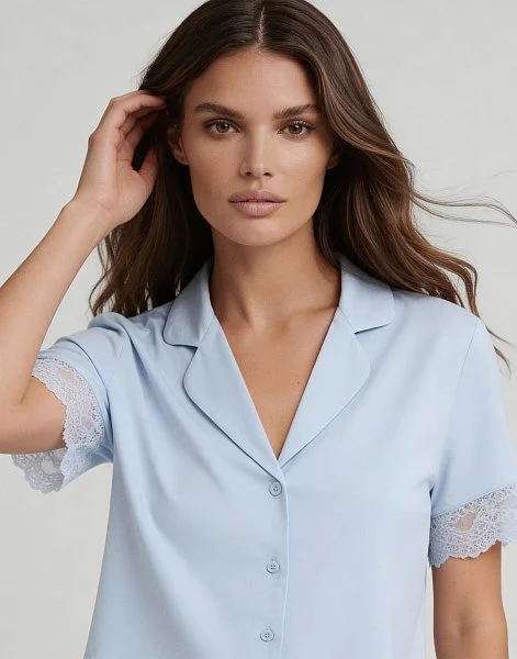 Рубашка с короткими рукавами INCANTO PD1220 голубой - 1