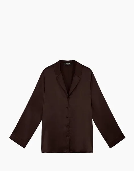 Шелковая рубашка с длинными рукавами PD267 шоколадный - 5