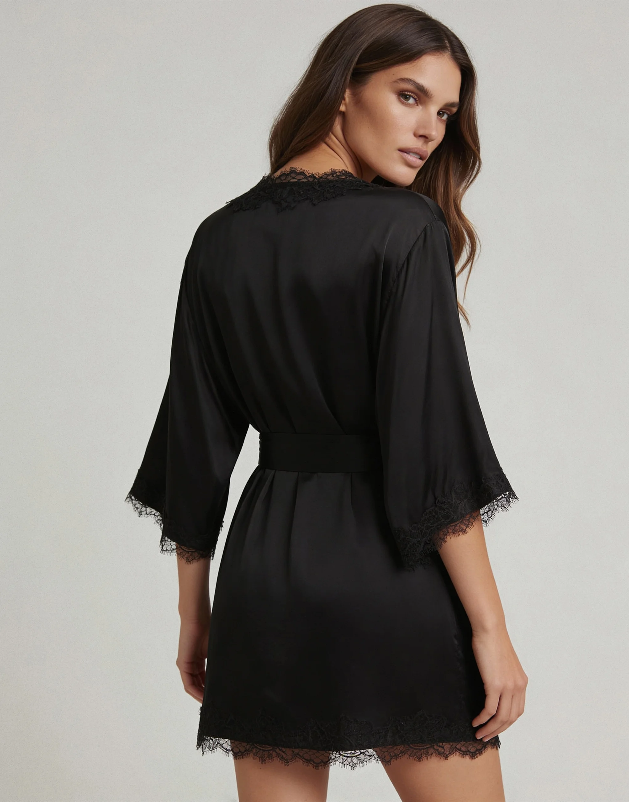 Халат с рукавами 3/4 PD1218 черный - 2