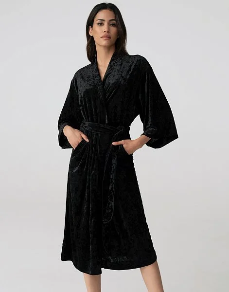 Халат с рукавами 3/4 PD1135 черный - 2