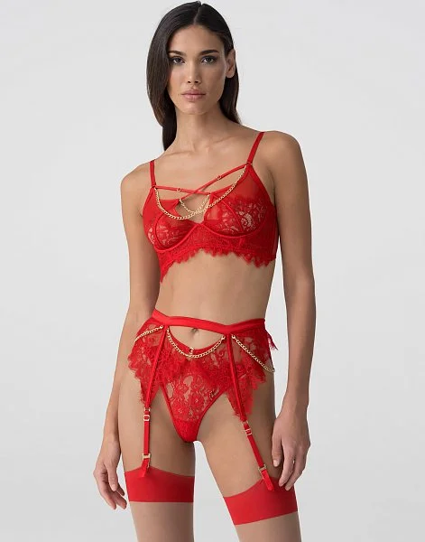 Пояс для чулок CD870 красный - 2