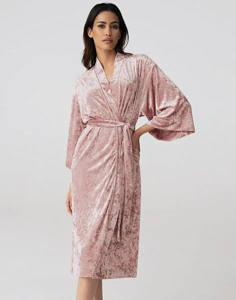 Халат с рукавами 3/4 PD1135 пудрово-розовый - 2