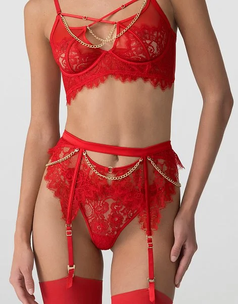 Пояс для чулок CD870 красный - 1