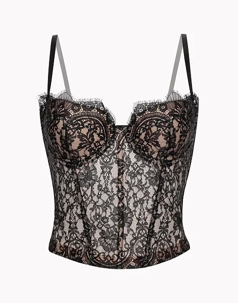 Корсет кружевные с сеткой CD908 нюдовый черный - 4